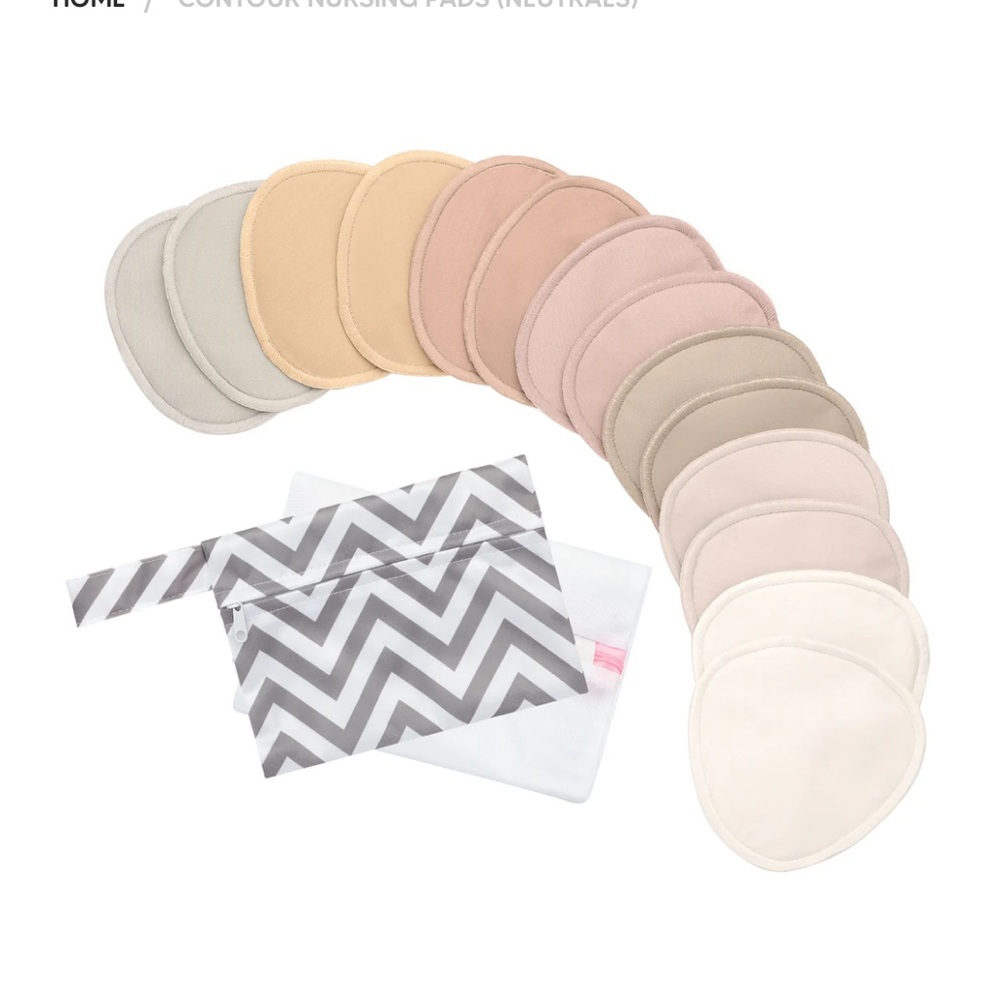 Keababies Nursing Pads Neutral Color Set with Chevron Bag
